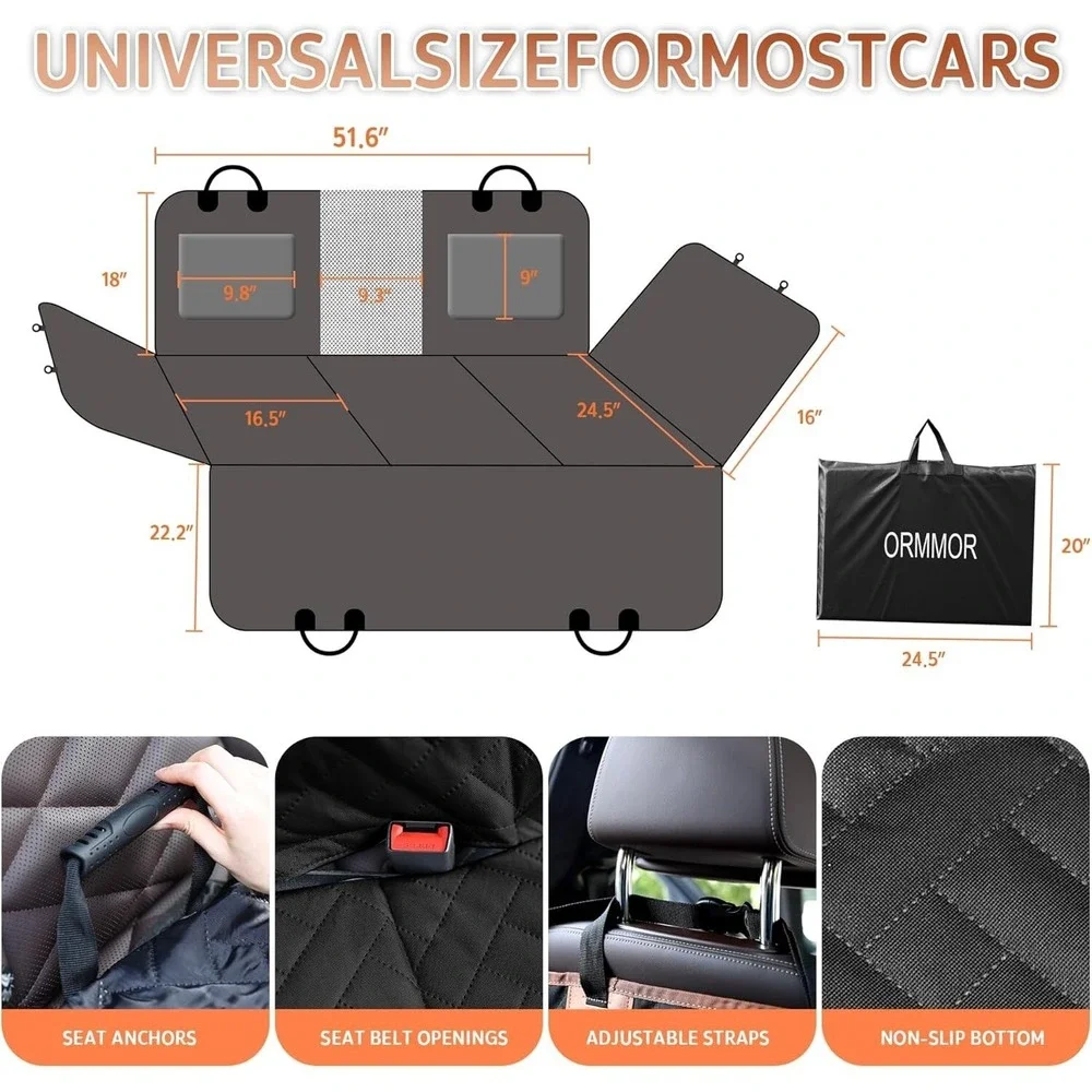 Waterproof Dog Car Seat Cover w/ Hard Bottom Extender for Truck SUV Anti-Scratch